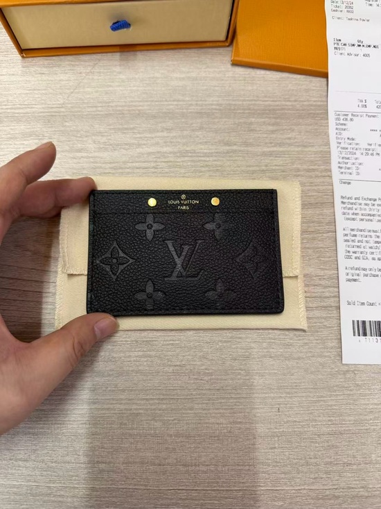 Louis Vuitton Other - Louis Vuitton Black Embossed Monogram Slim Card Case with Gold Rivets